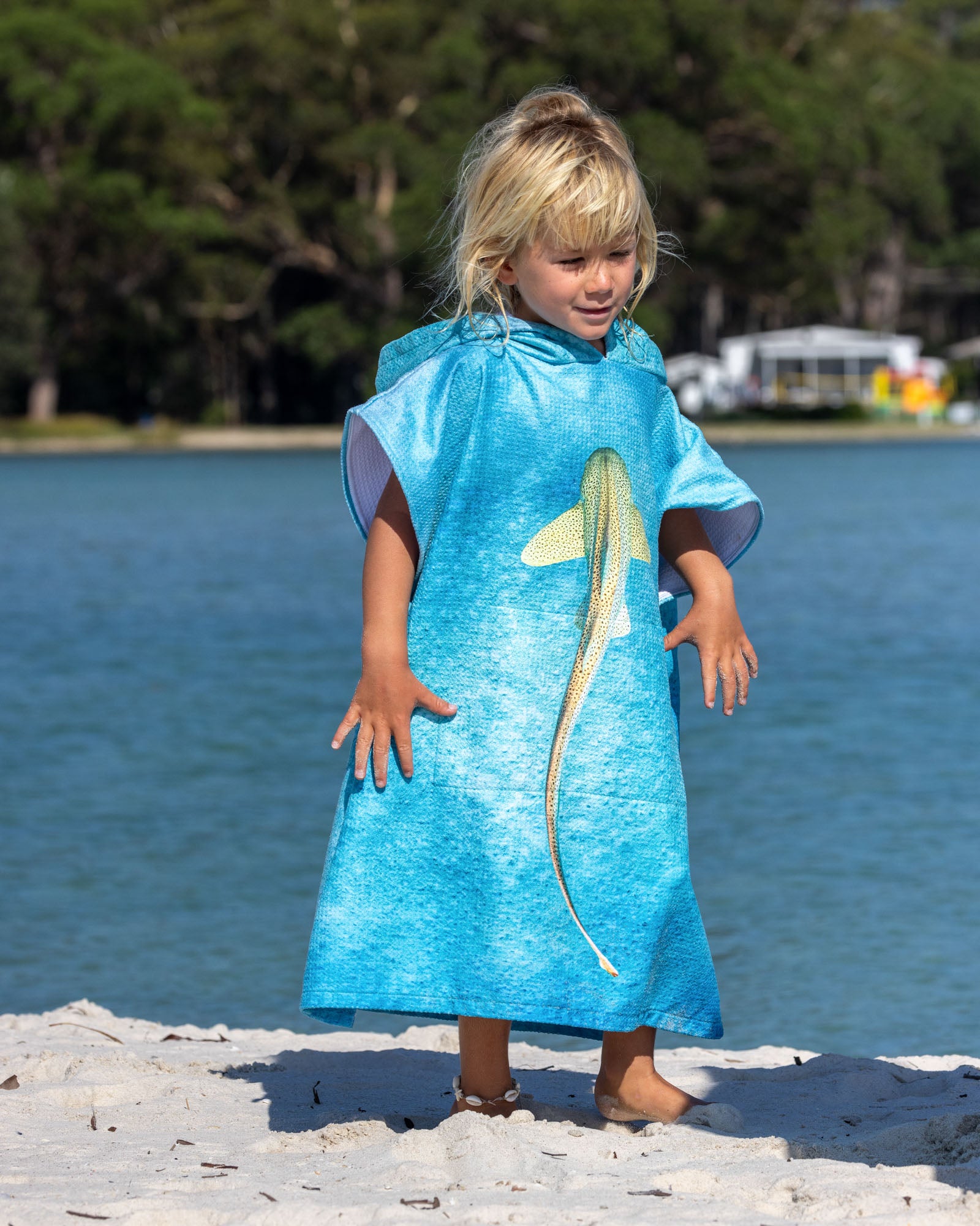 Leopard Shark Ningaloo Reef Kids Hooded Poncho Beach Towel