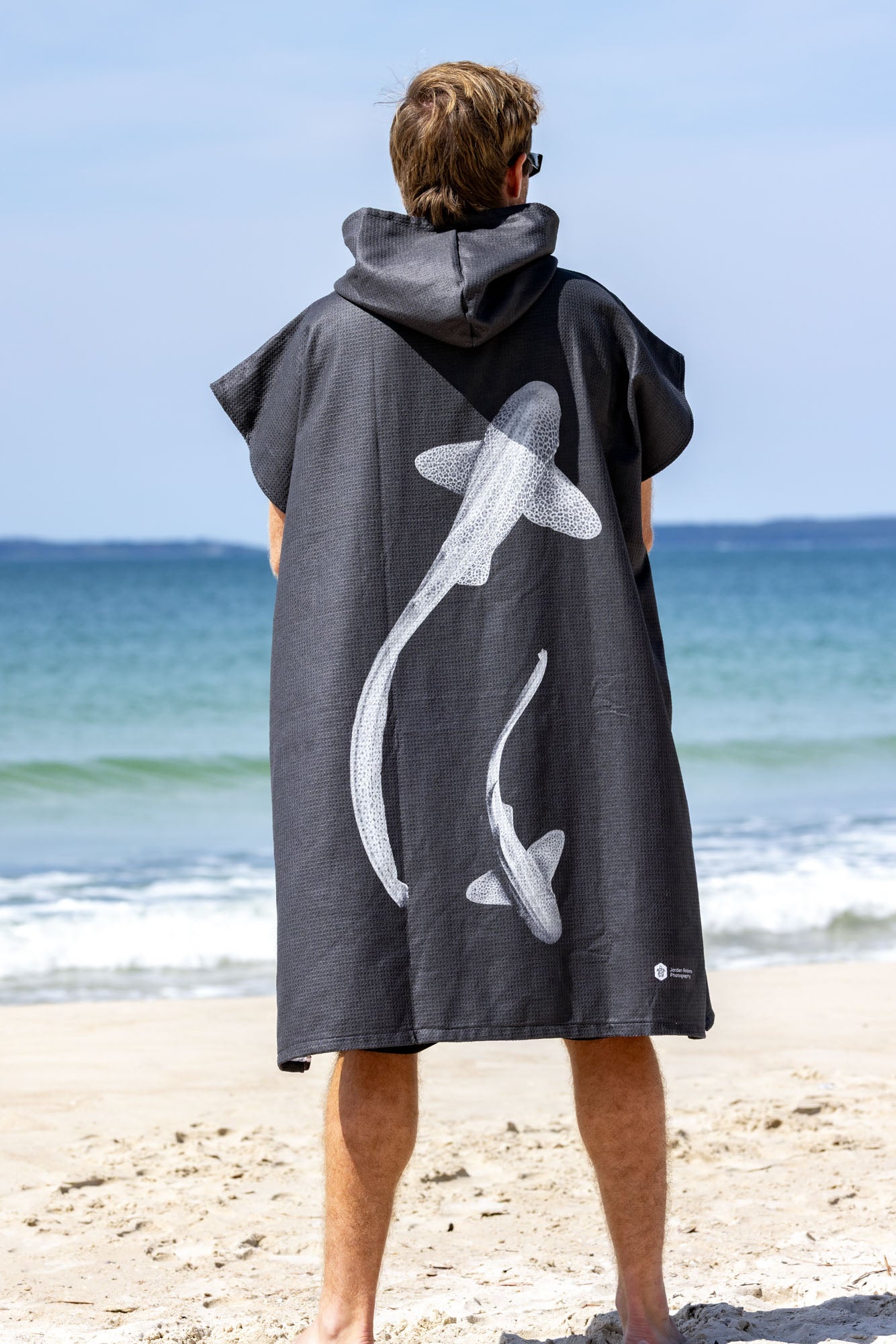 Leopard Sharks Monochrome - Adults Hooded Beach Towel