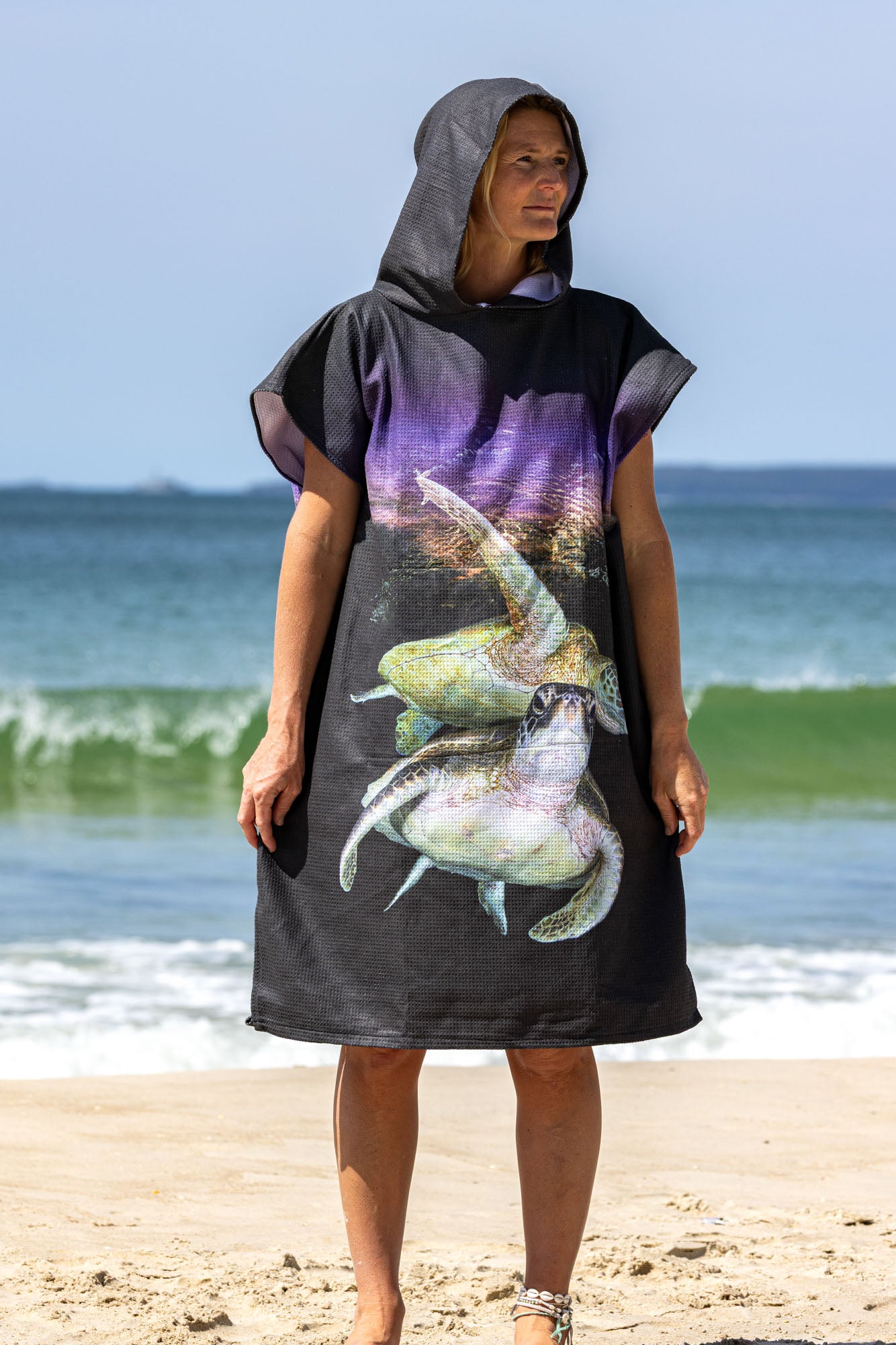 Twilight Turtles - Adults Hooded Beach Towel