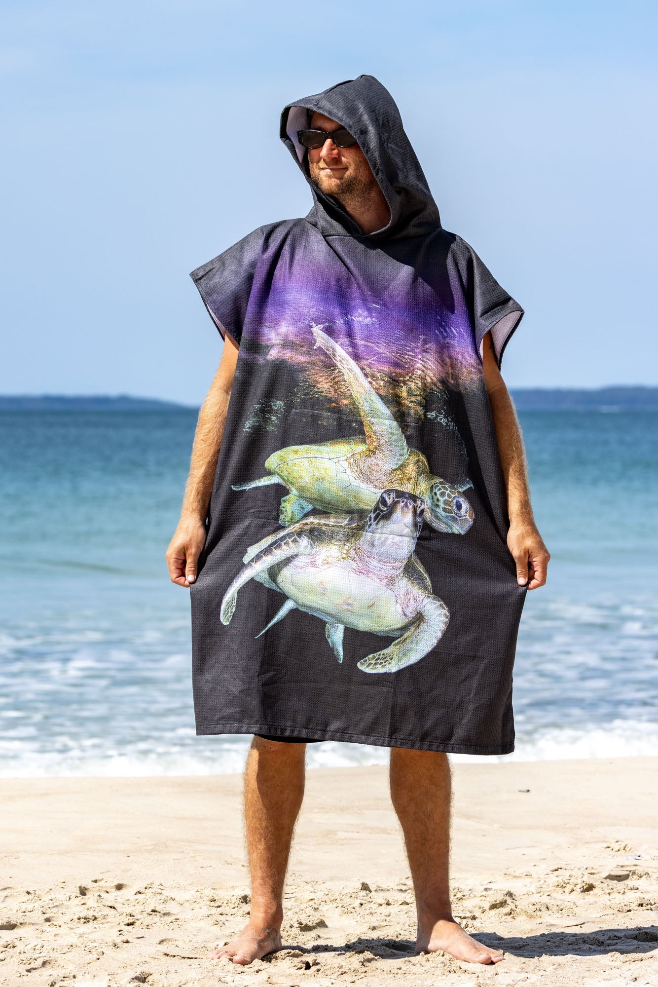 Twilight Turtles - Adults Hooded Beach Towel