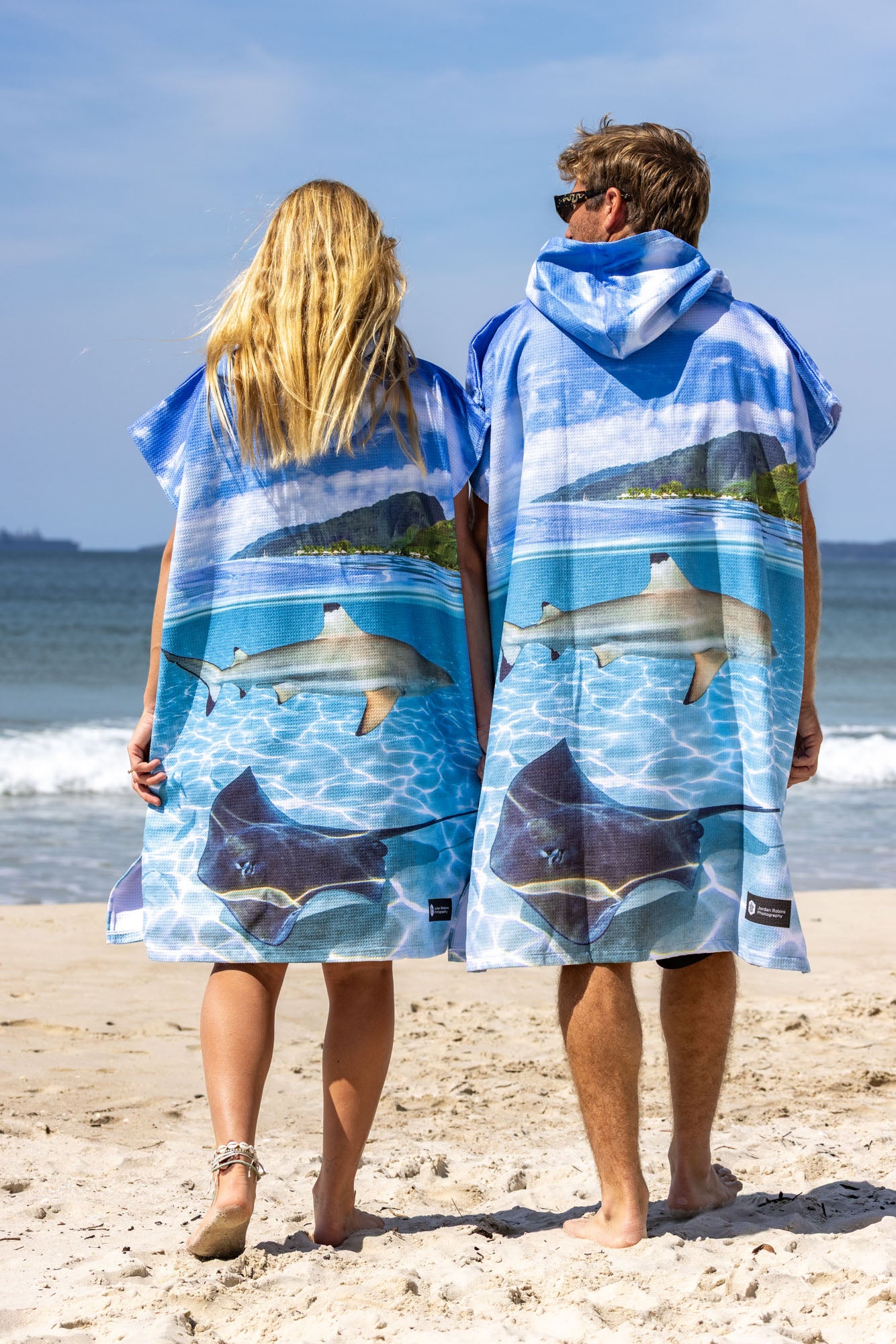 Shark and Ray Lagoon - Adults Hooded Beach Towel