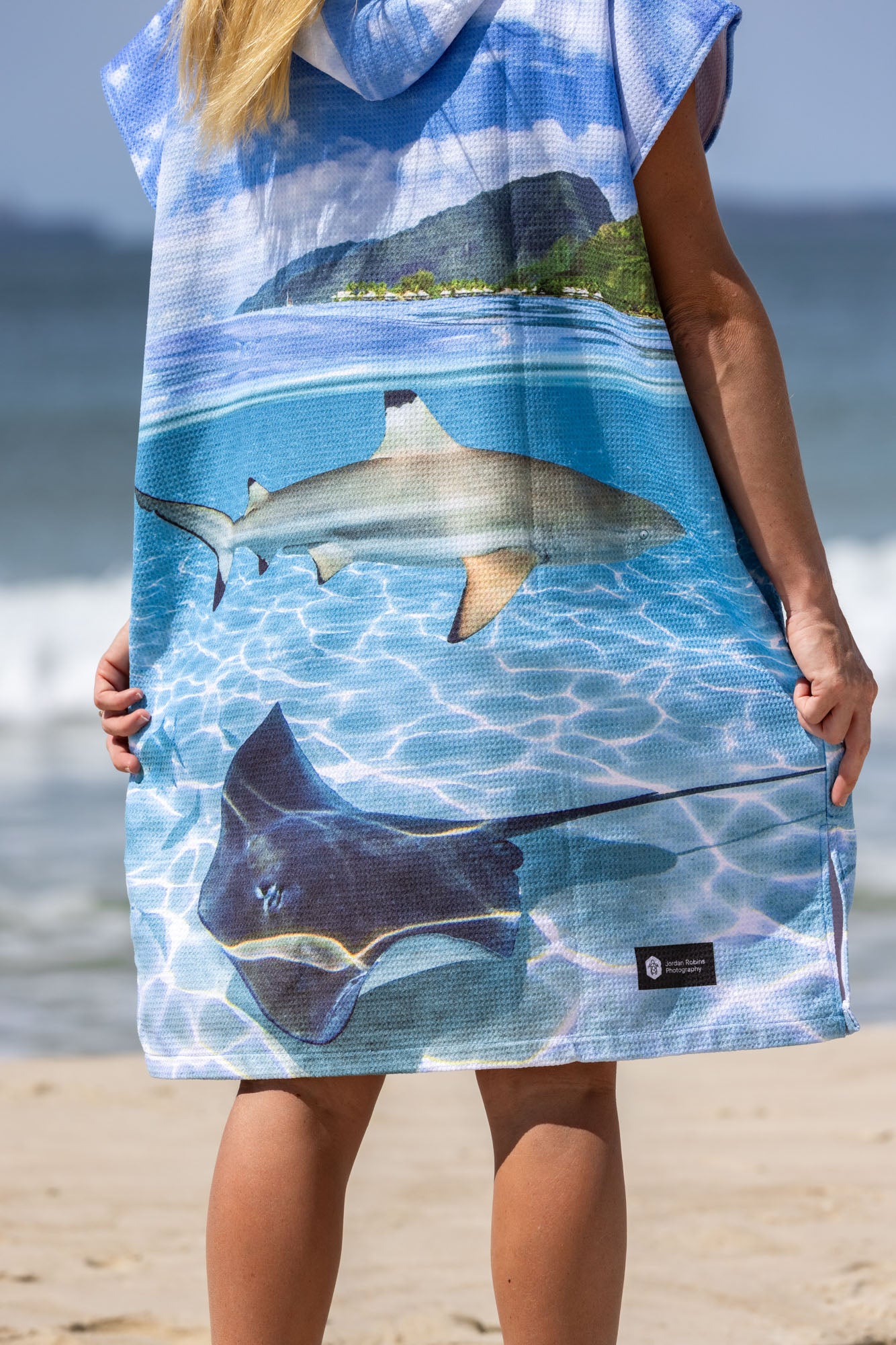 Shark and Ray Lagoon - Adults Hooded Beach Towel
