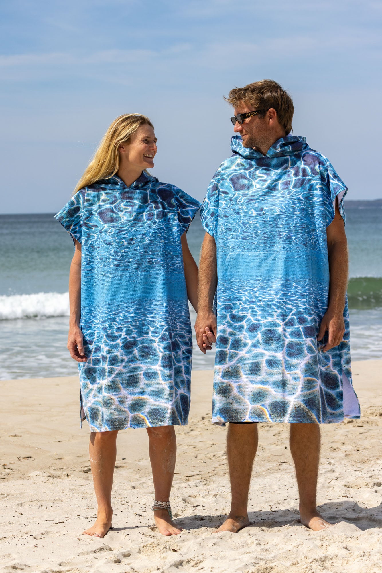 Electric Blue Water Hyams Beach Jervis Bay - Adults Hooded Beach Towel