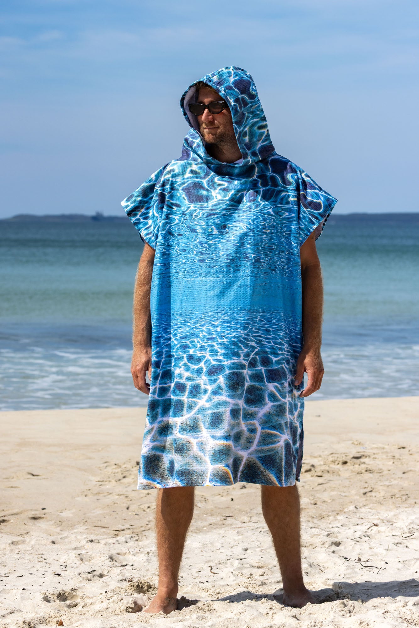 Electric Blue Water Hyams Beach Jervis Bay - Adults Hooded Beach Towel