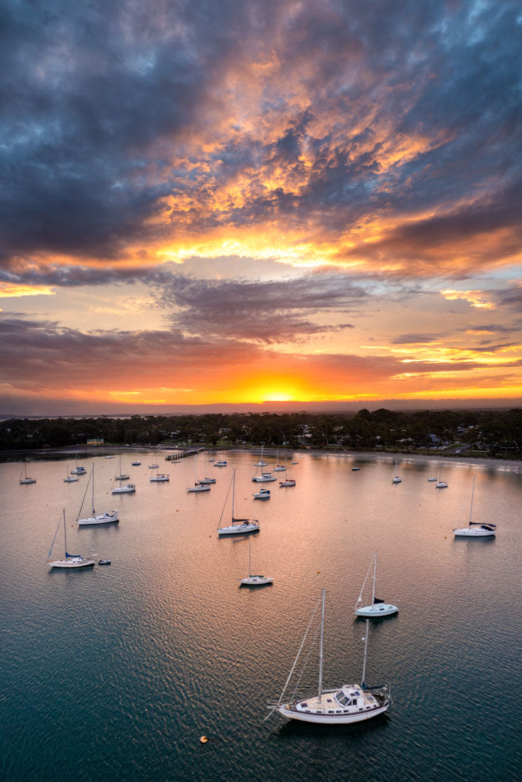 Aerial Sunset Print – Callala Bay Boats, Jervis Bay | Coastal Art ...